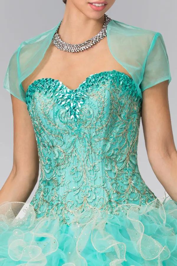 Beads Embellished Embroidery Tulle Quinceneara Dress with Bolero by Tux-USA