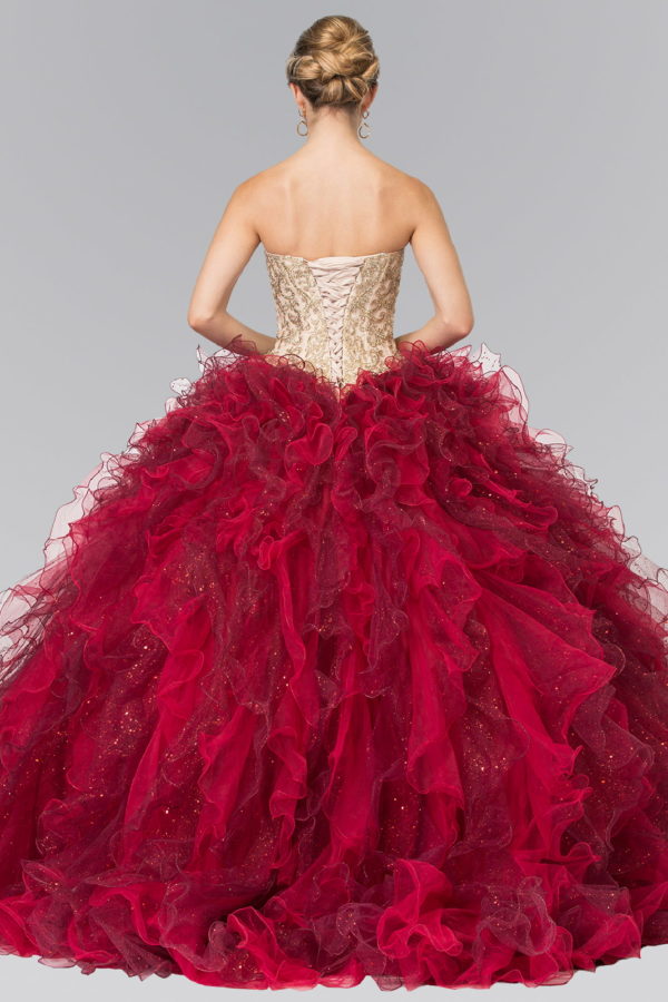 Beads Embellished Embroidery Tulle Ruffled Quinceanera Dress with Bolero-1