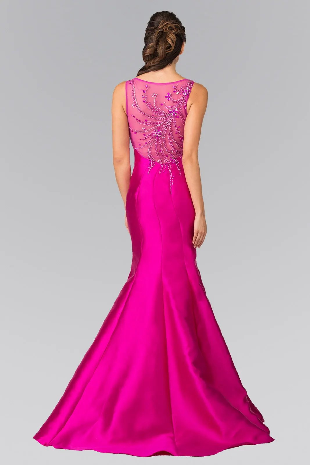 Trumpet Style Mikado Long Dress Accented with Beads on Straps by Tux-USA