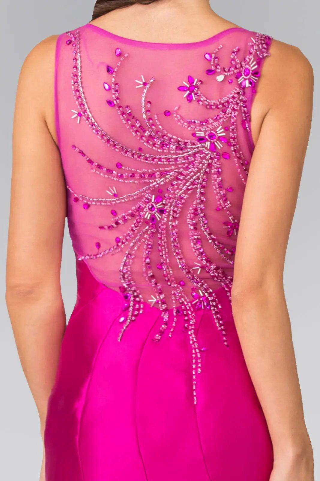 Trumpet Style Mikado Long Dress Accented with Beads on Straps by Tux-USA