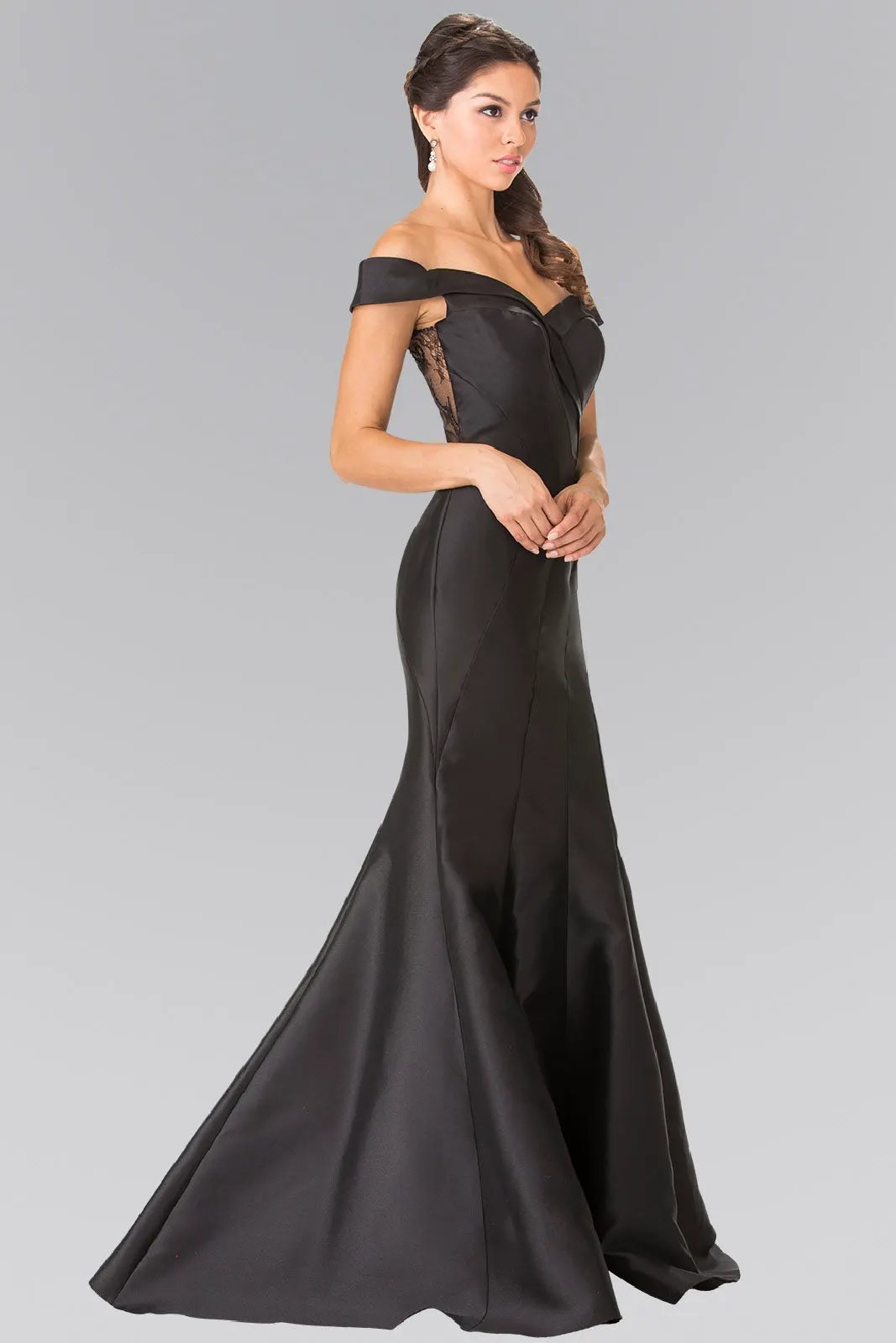 Lace Sheer Back Dress with Off-Shoulder by Tux-USA