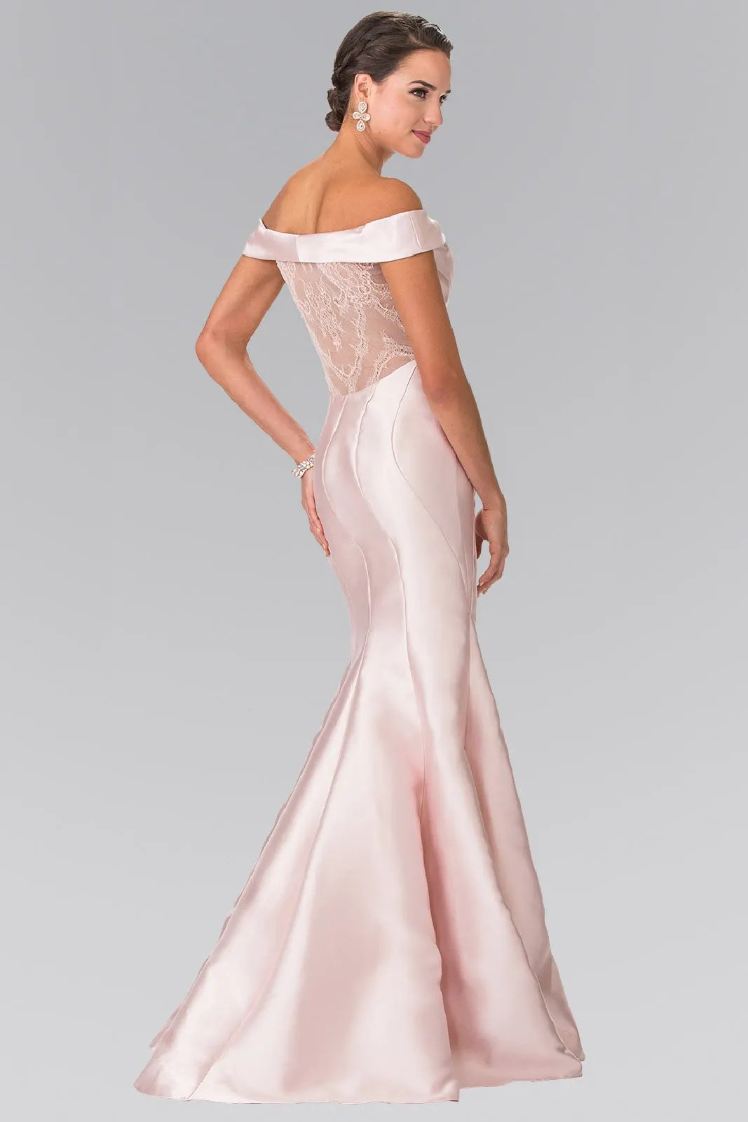 Lace Sheer Back Dress with Off-Shoulder by Tux-USA