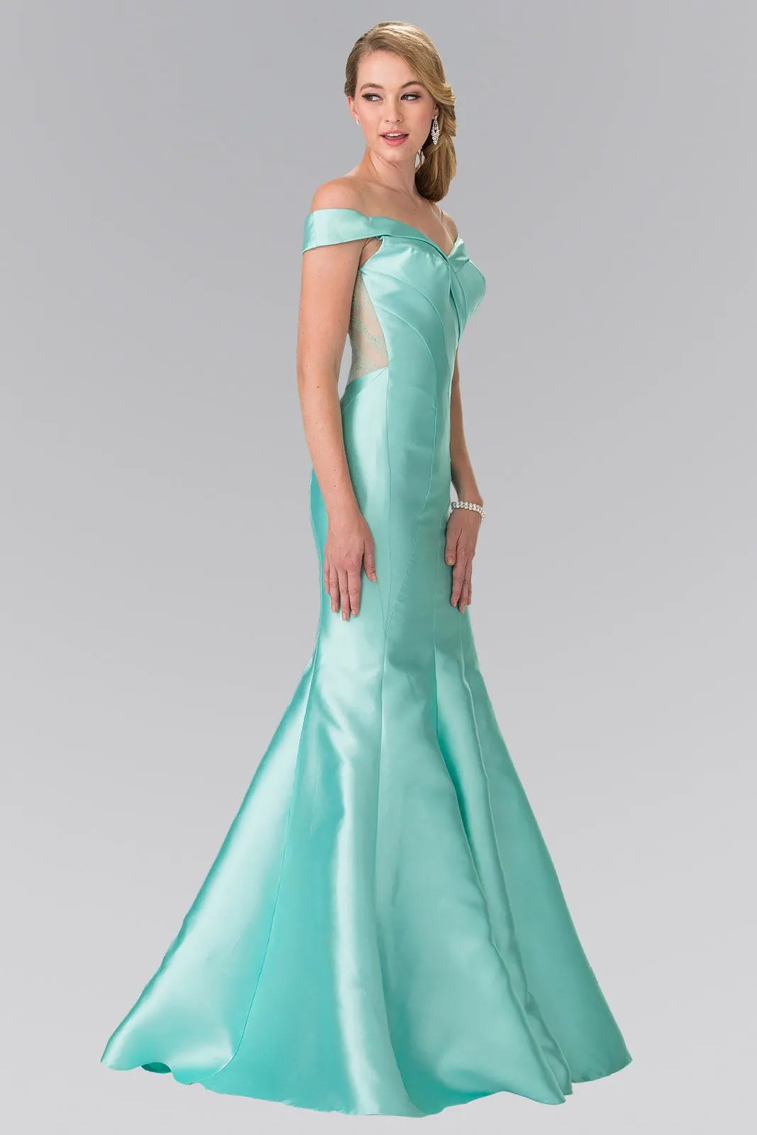 Lace Sheer Back Dress with Off-Shoulder by Tux-USA