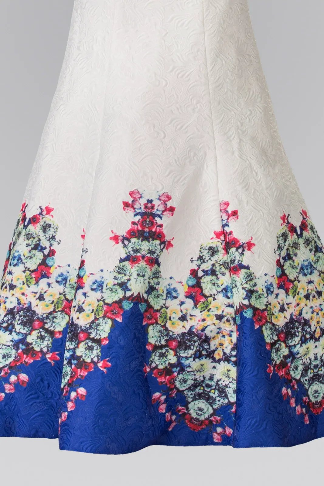 Flower Print Mermaid Long Dress with Jewel Beaded High Neck by Tux-USA