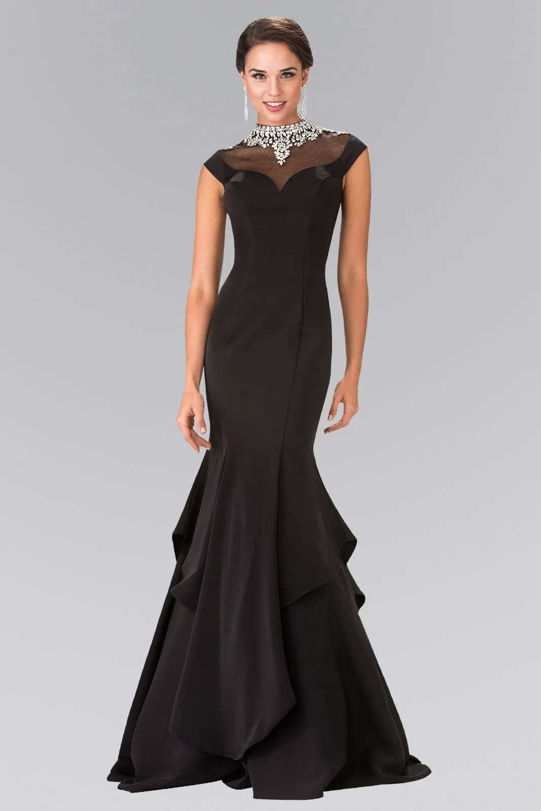 Illusion Sweetheart Mermaid Line Dress Accented with Stone Beaded Neck by Tux-USA