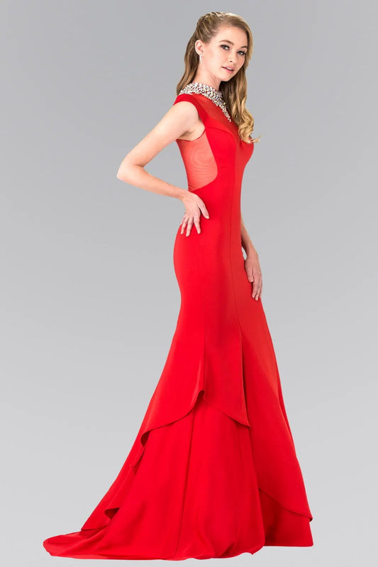 Illusion Sweetheart Mermaid Line Dress Accented with Stone Beaded Neck by Tux-USA