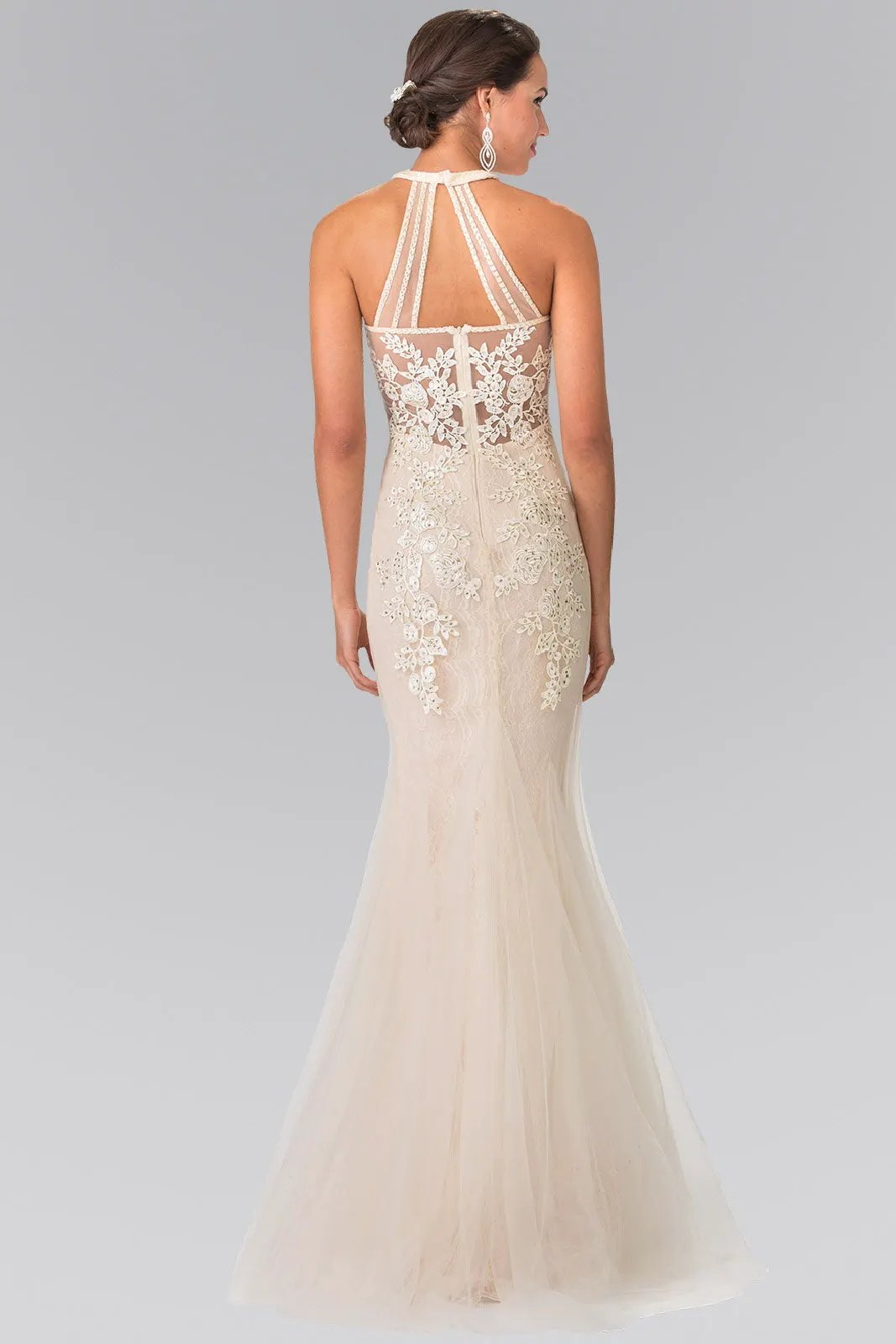 Beaded Lace and Tulle Long Dress by Tux-USA
