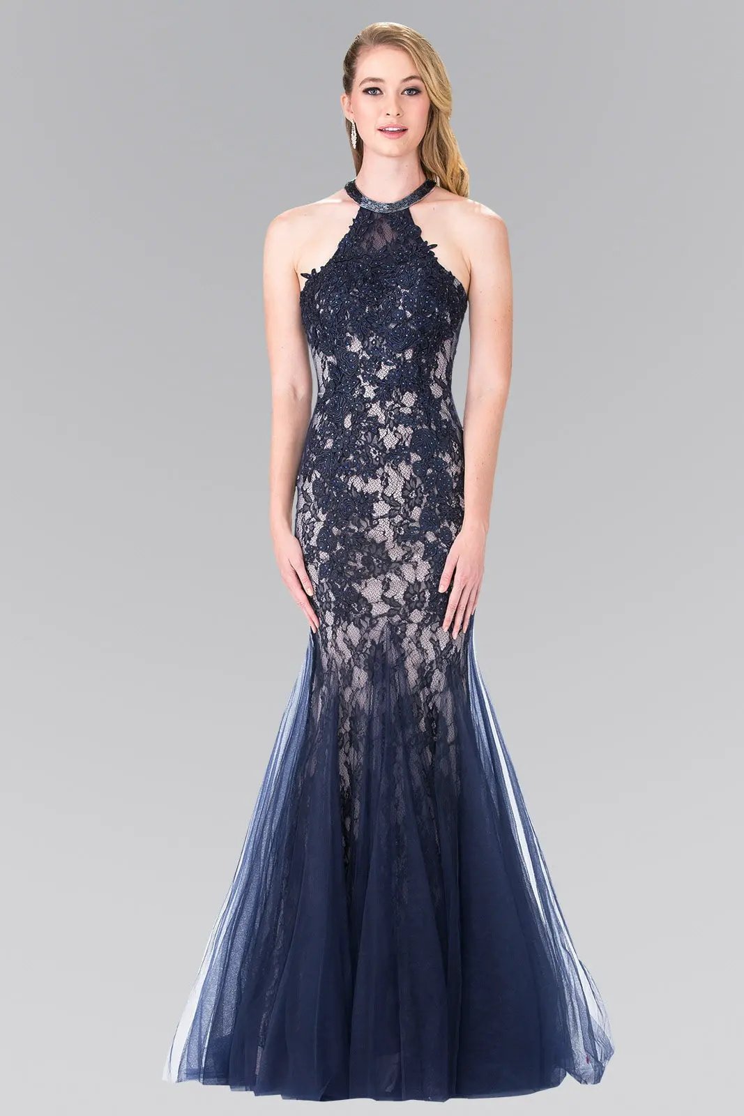 Beaded Lace and Tulle Long Dress by Tux-USA