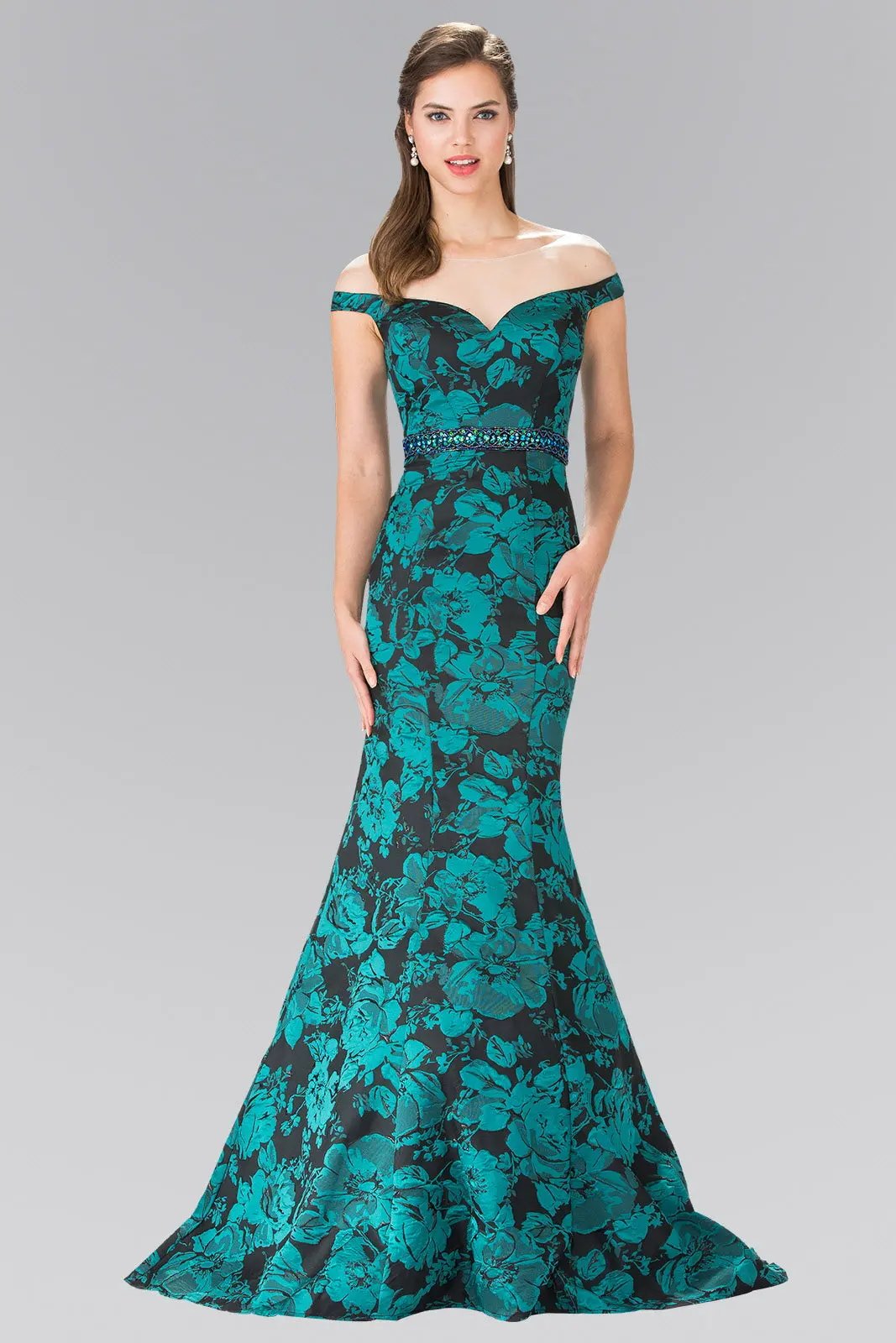 Off-The-Shoulder Floral Print Long by Tux-USA