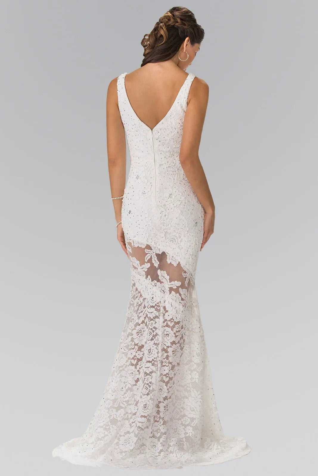 Illusion Cut-Out Lace Long Dress by Tux-USA
