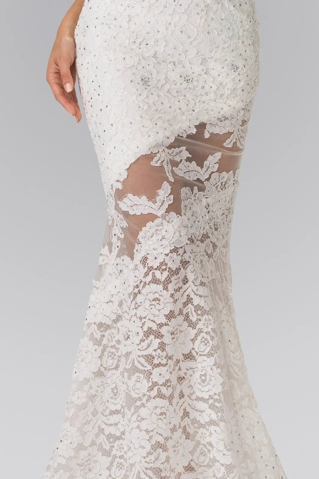 Illusion Cut-Out Lace Long Dress by Tux-USA