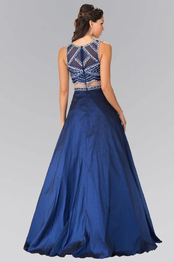 A-line Mock Two-Piece Beading Dress with Illusion Waistline by Tux-USA