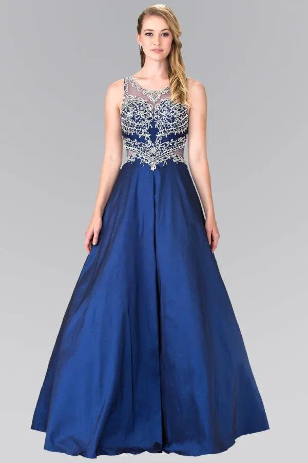 Dress Full-Beaded Top-Side Cut-Out Sheer Back Evening Formalwear by Tux-USA
