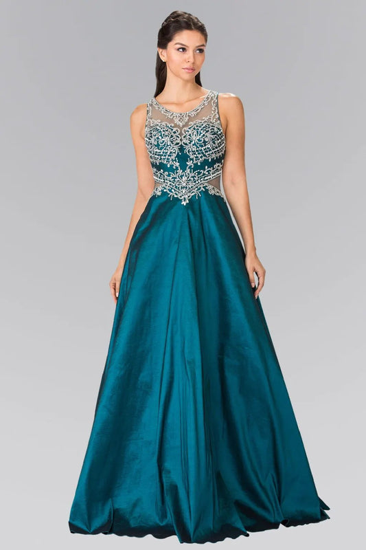 Dress Full-Beaded Top-Side Cut-Out Sheer Back Evening Formalwear by Tux-USA
