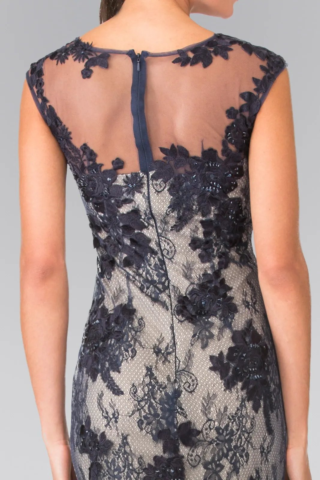 Sleeveless Lace Long Dress with Tulle Skirt by Tux-USA