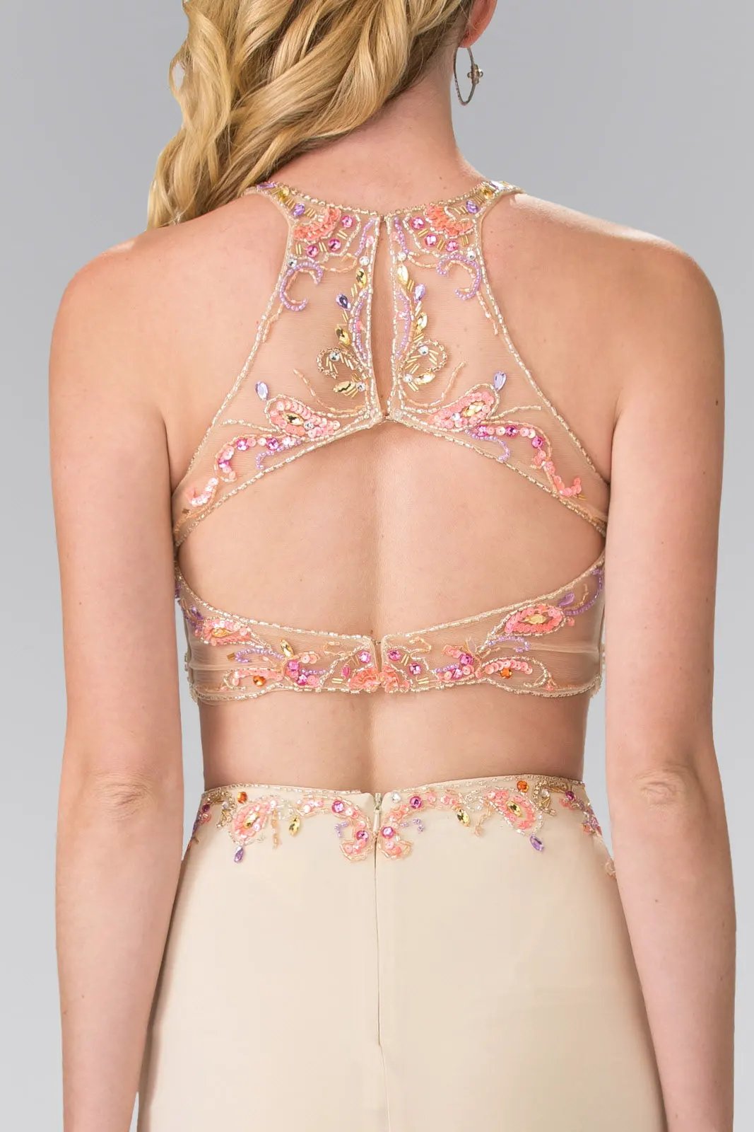 Beaded Two-Piece Dress with Cut-Out Back by Tux-USA