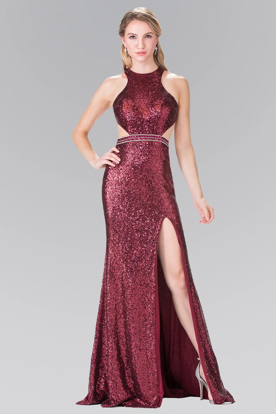 Full Sequin Long Dress with Side Slit by Tux-USA