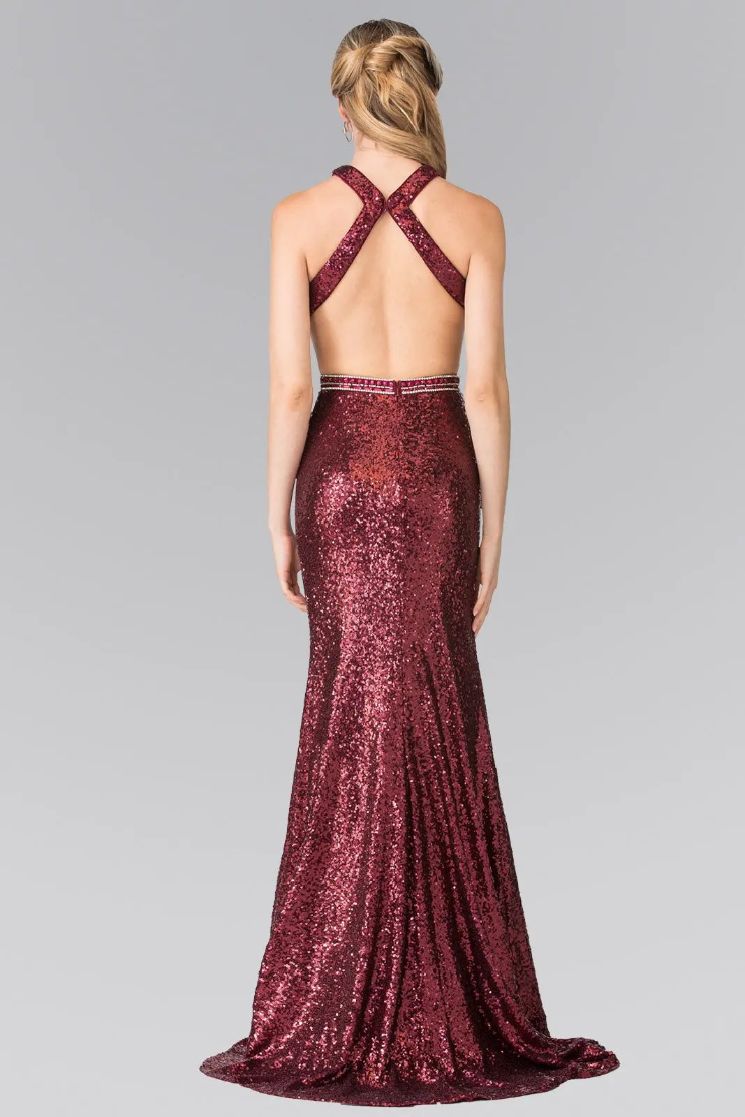 Full Sequin Long Dress with Side Slit by Tux-USA