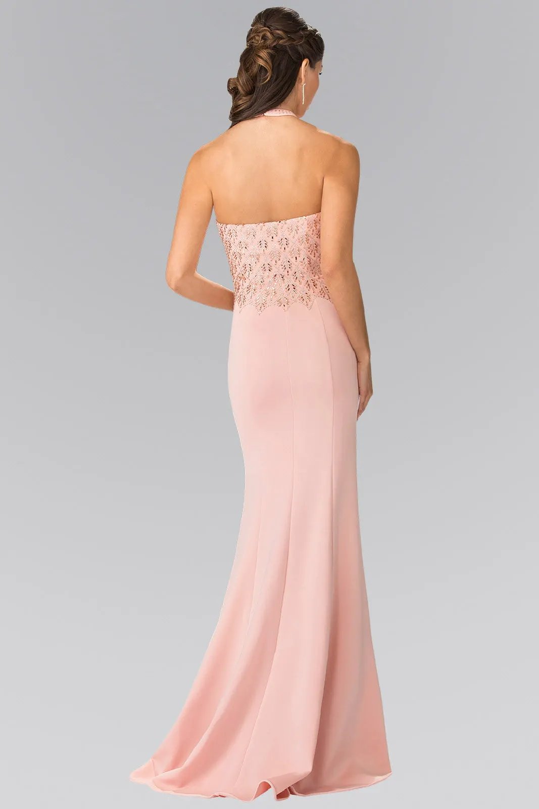 Halter-Neck Beads Embellished Bodice Long Dress by Tux-USA