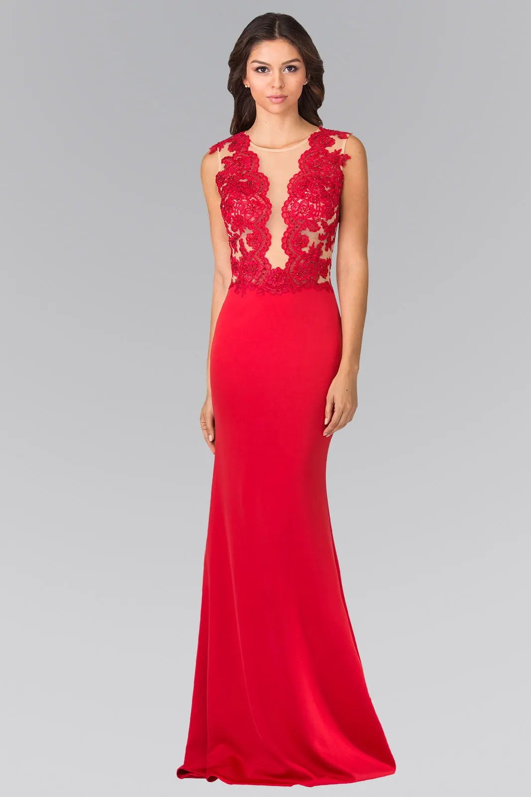 Sleeveless Lace Embellished Long Dress by Tux-USA