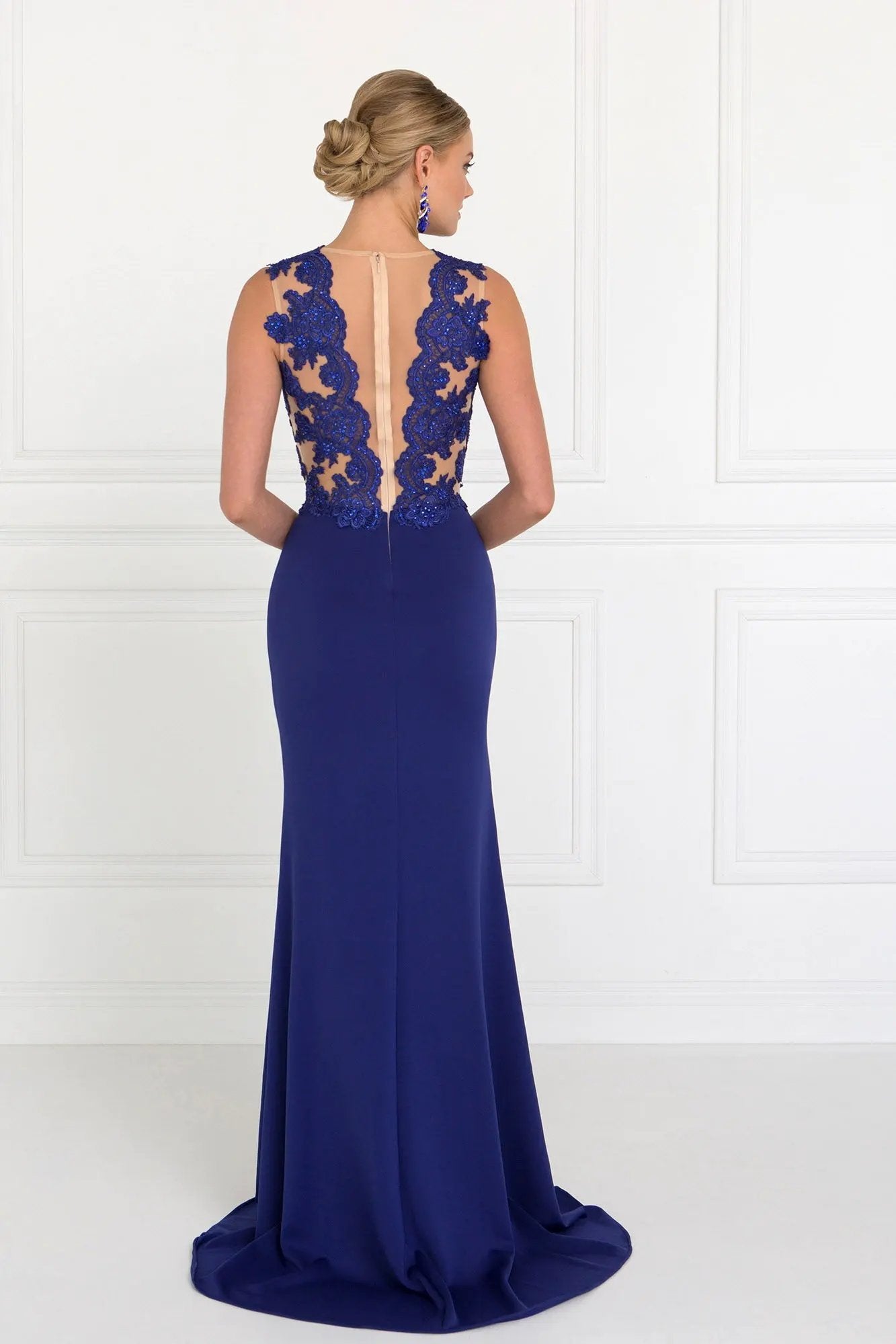 Sleeveless Lace Embellished Long Dress by Tux-USA
