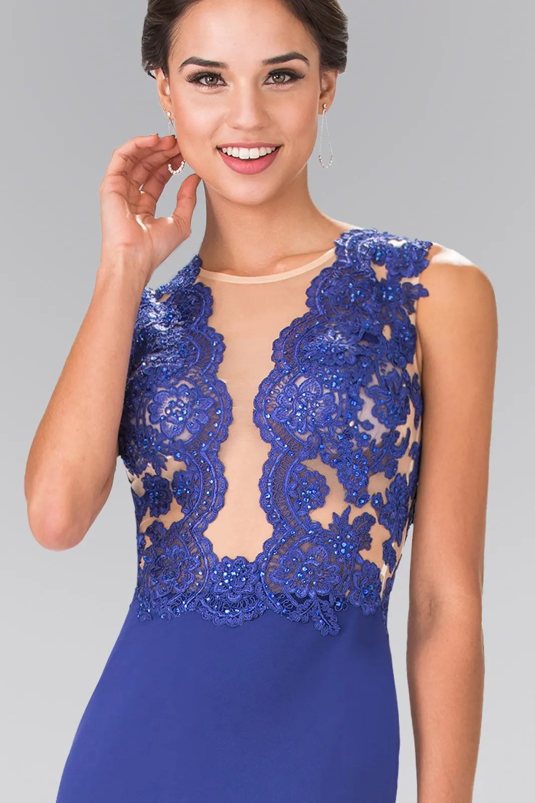 Sleeveless Lace Embellished Long Dress by Tux-USA