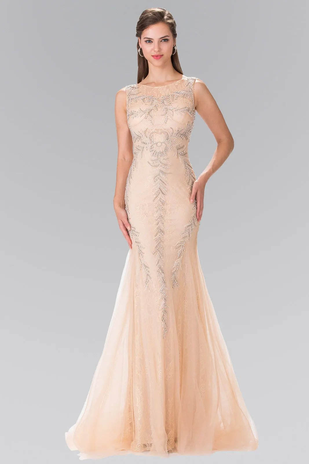 Beaded Lace Mermaid Skirt Dress by Tux-USA