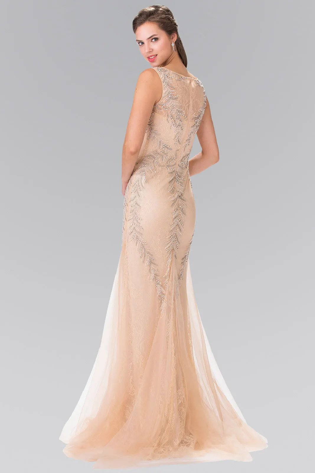 Beaded Lace Mermaid Skirt Dress by Tux-USA