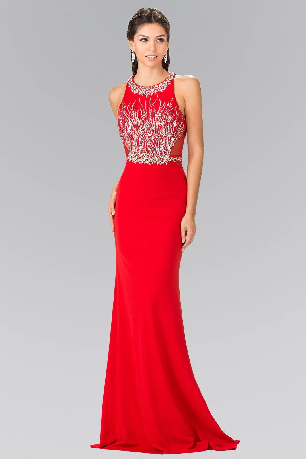 Beads Embellished Long Dress with Sheer Sides by Tux-USA