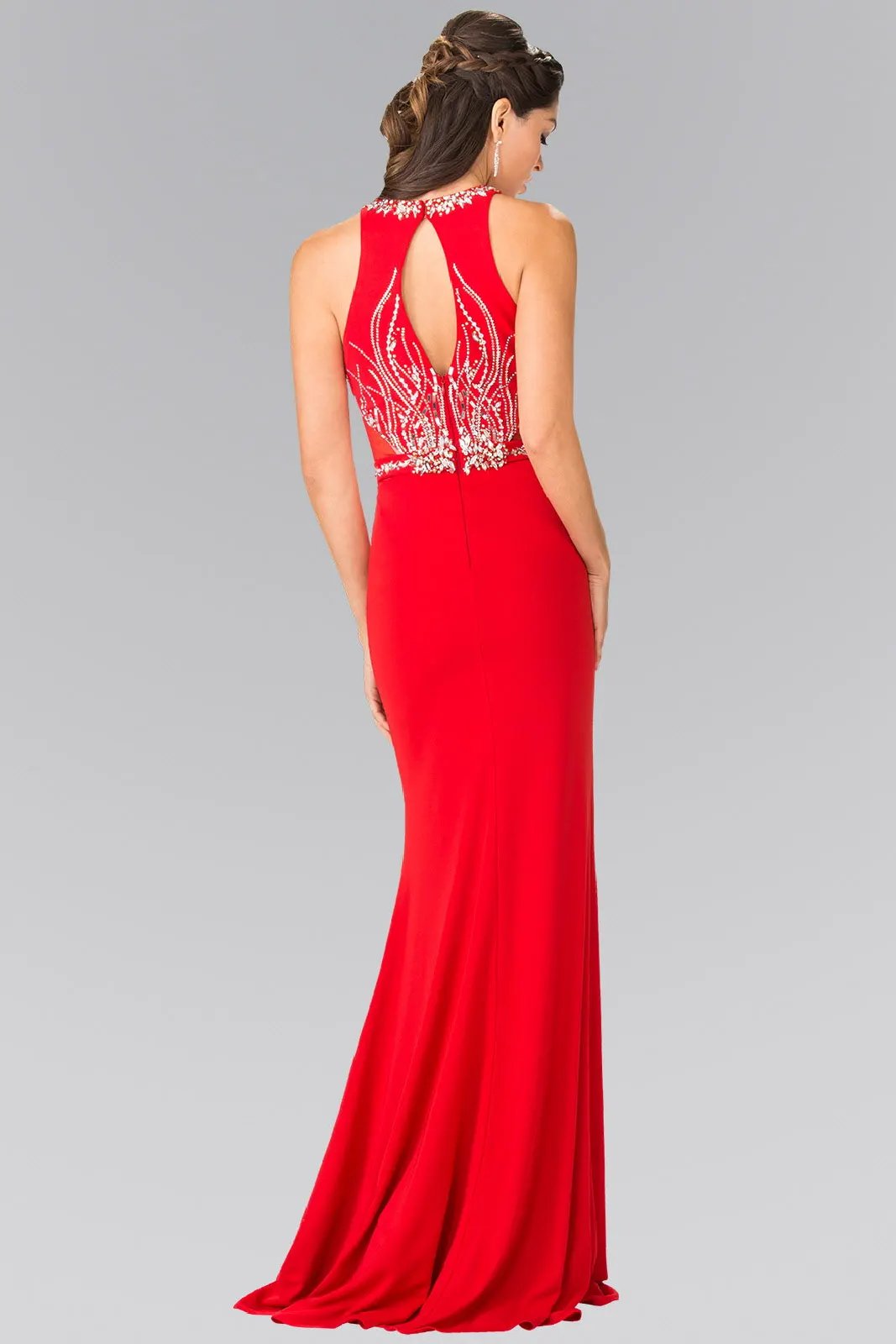 Beads Embellished Long Dress with Sheer Sides by Tux-USA