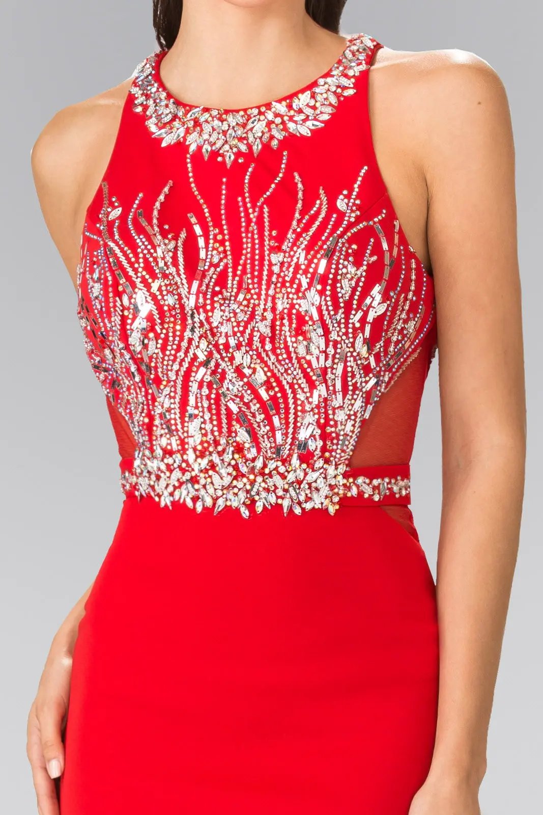 Beads Embellished Long Dress with Sheer Sides by Tux-USA