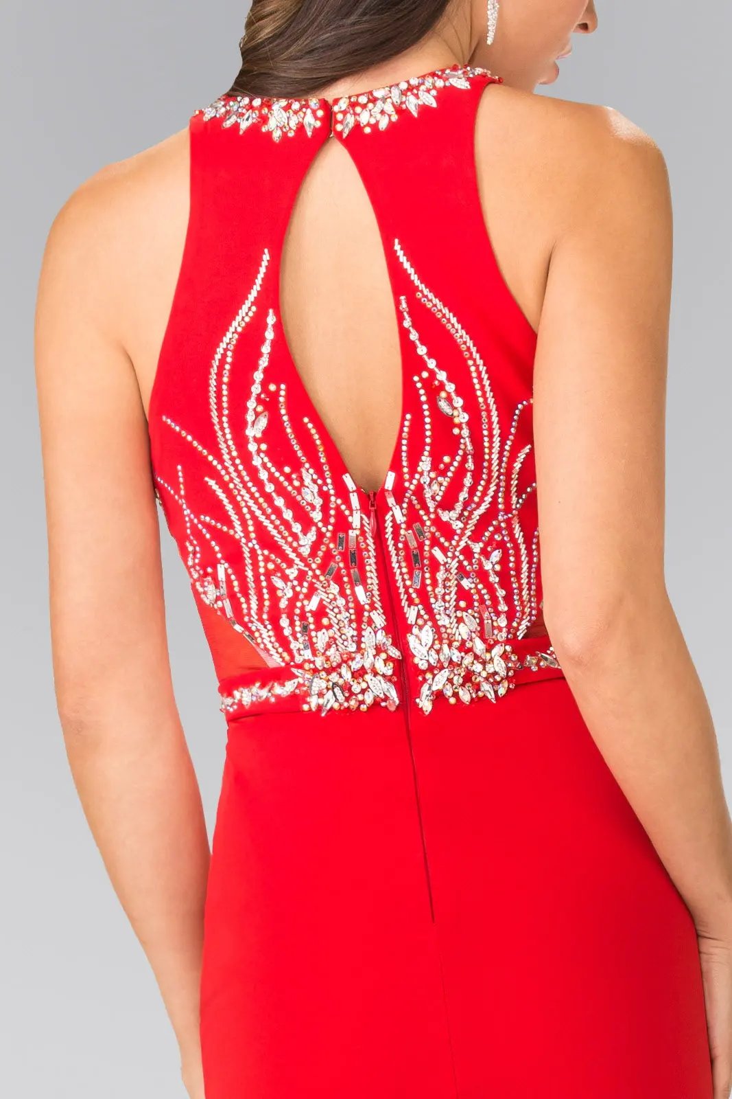 Beads Embellished Long Dress with Sheer Sides by Tux-USA