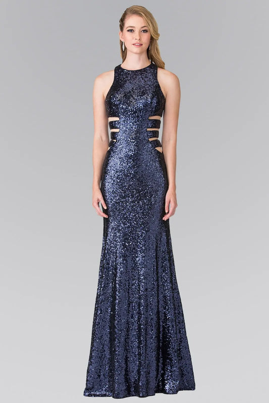 Sleeveless Sequin Long Dress with Side Cut-Out by Tux-USA