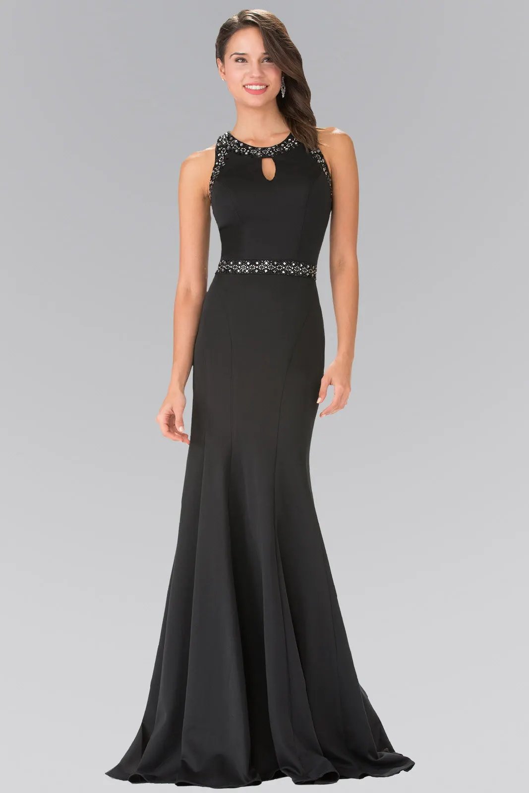 Beads Embellished Bodice Long Dress with Sheer Back by Tux-USA
