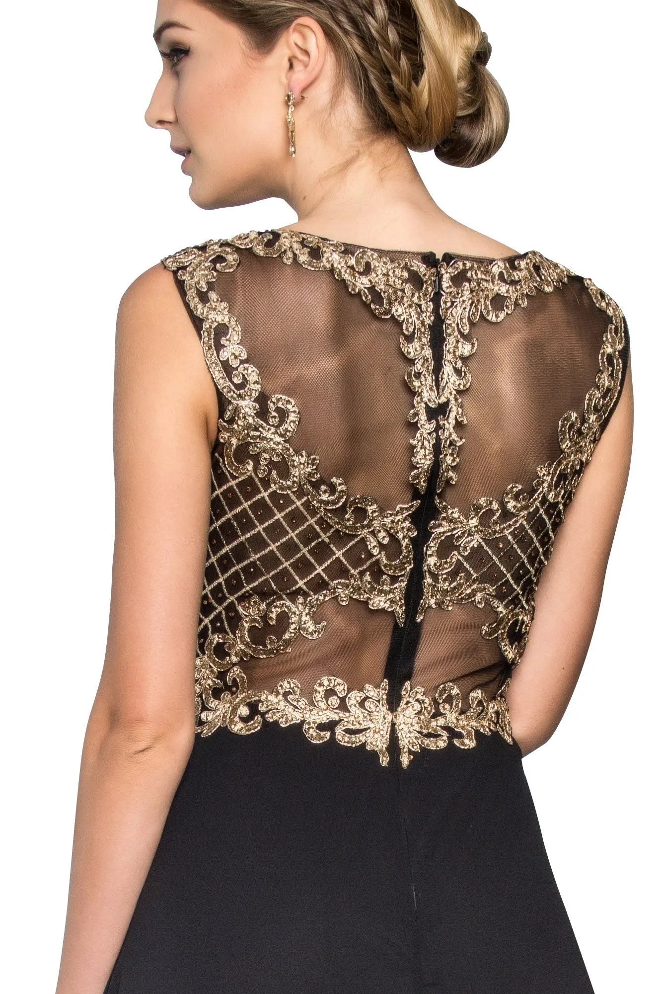 Elegant Embroidered Beaded A-Line Chiffon Long Dress For Prom By Tux-USA by Tux-USA
