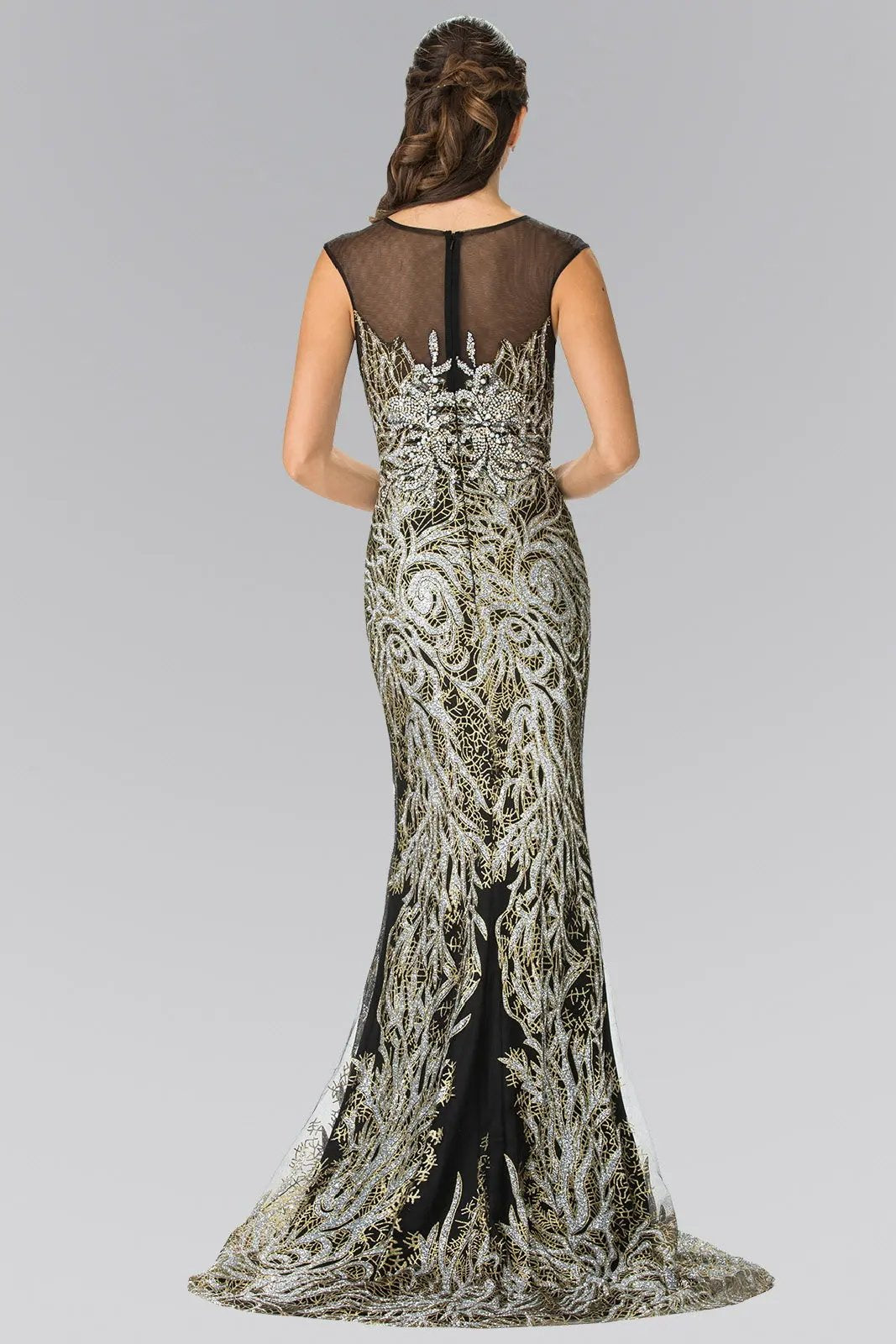 Beaded Bodice Long Dress with Full Embellishment by Tux-USA