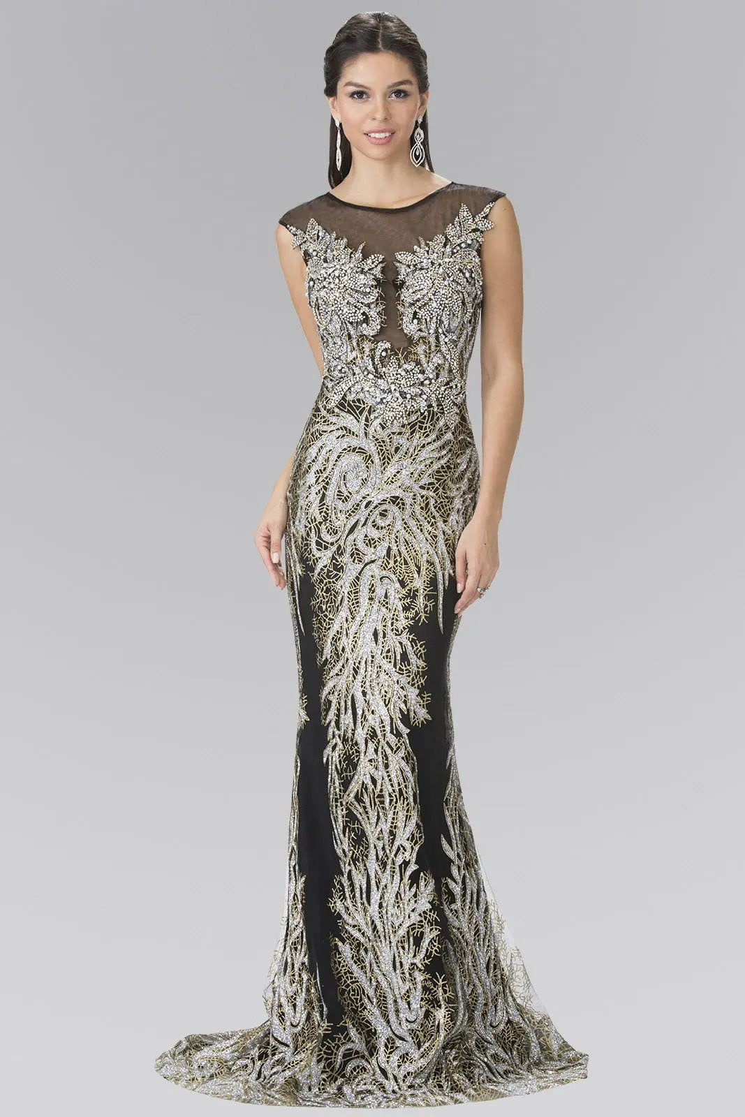 Beaded Bodice Long Dress with Full Embellishment by Tux-USA