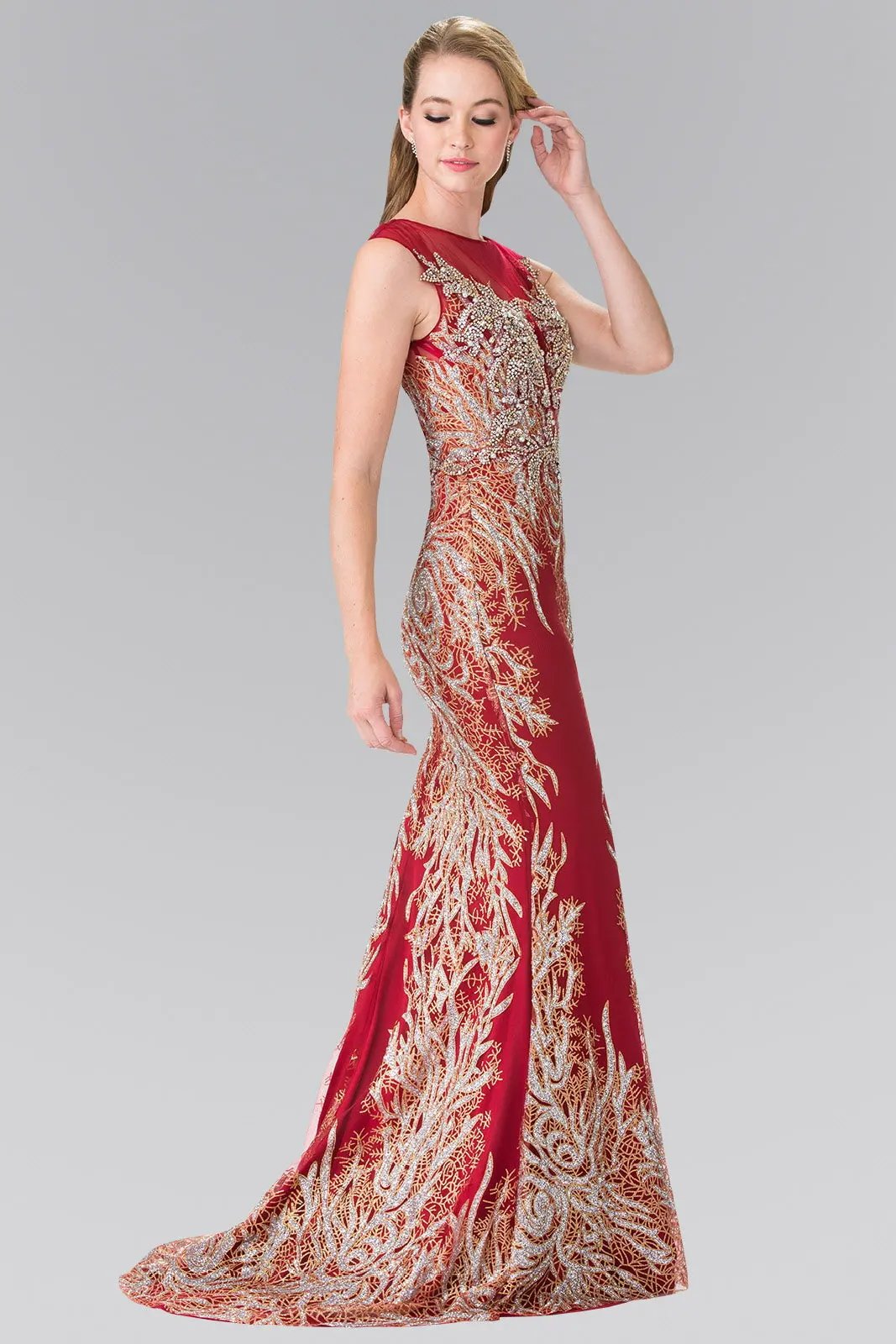 Beaded Bodice Long Dress with Full Embellishment by Tux-USA