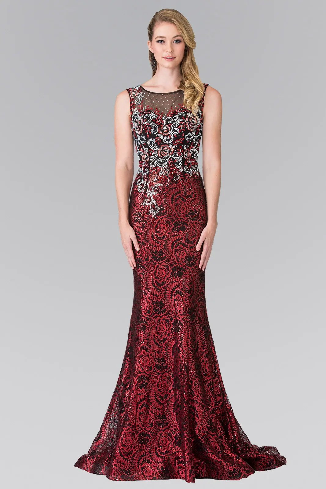Beads Embroidered Sequin Long Dress by Tux-USA