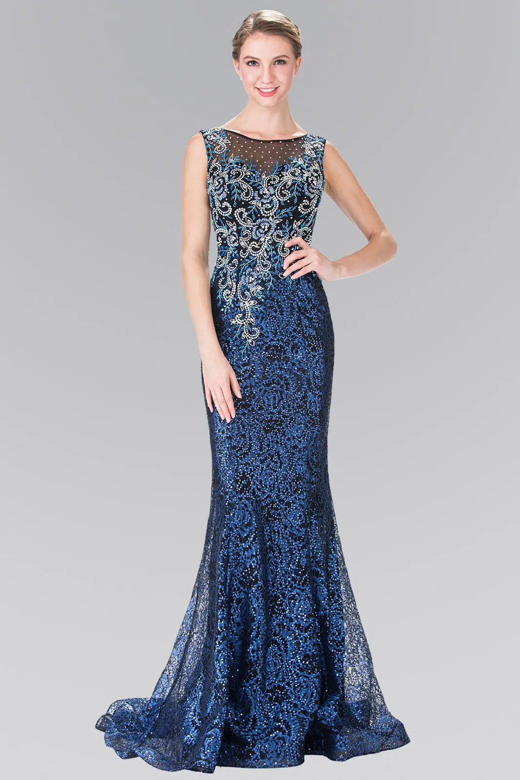Beads Embroidered Sequin Long Dress by Tux-USA