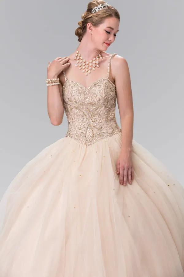 Sweetheart Neckline and Beaded Strap Quinceanera Dress (Bolero Not Included) by Tux-USA