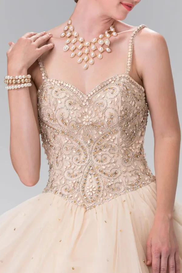 Sweetheart Neckline and Beaded Strap Quinceanera Dress (Bolero Not Included) by Tux-USA