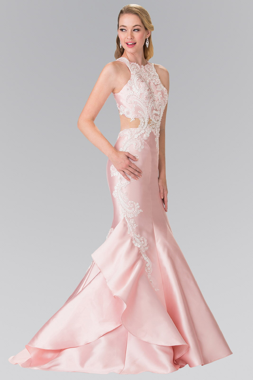Embroidery and Layered Ruffled Skirt Long Dress by Tux-USA