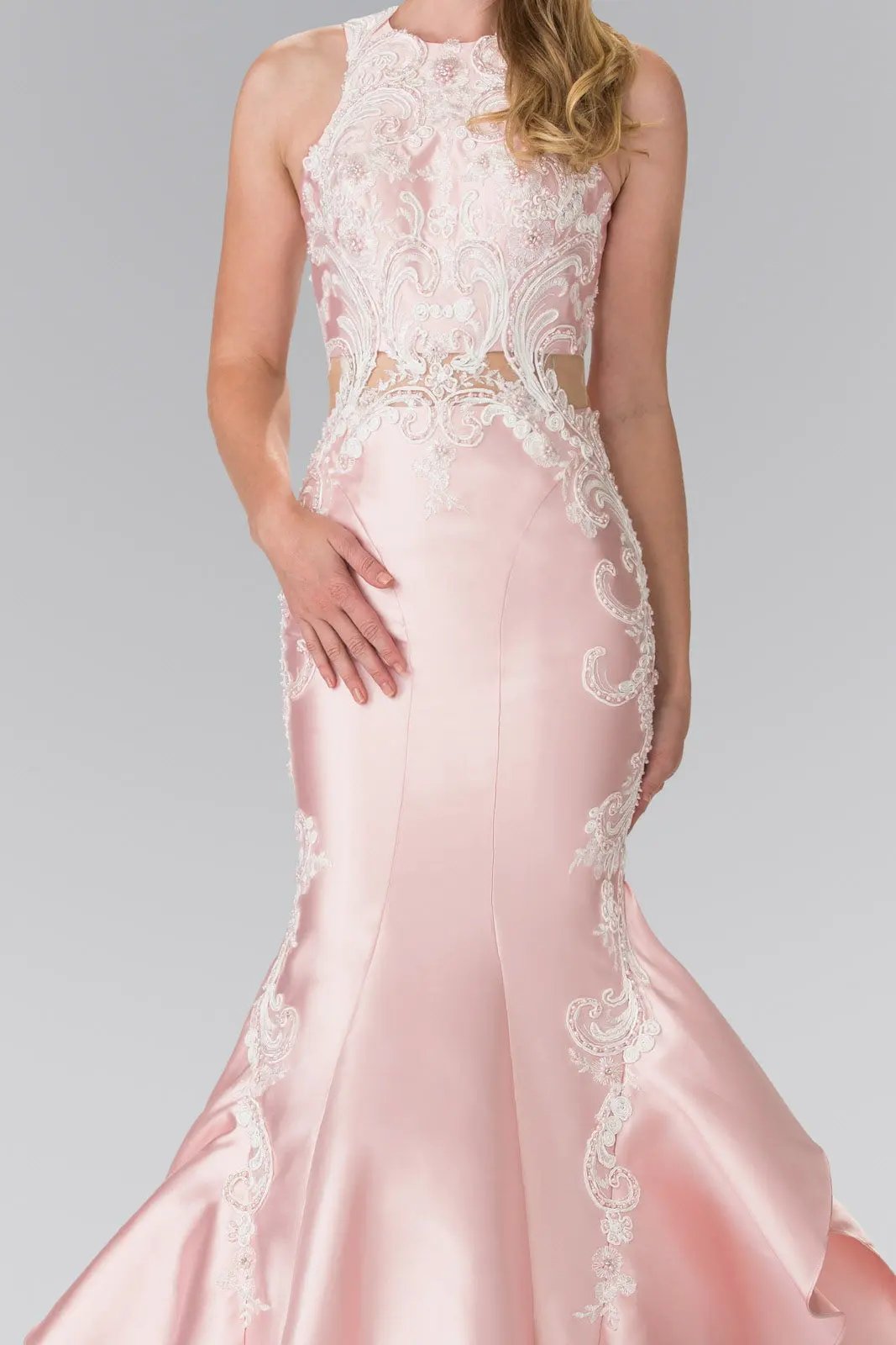 Embroidery and Layered Ruffled Skirt Long Dress by Tux-USA