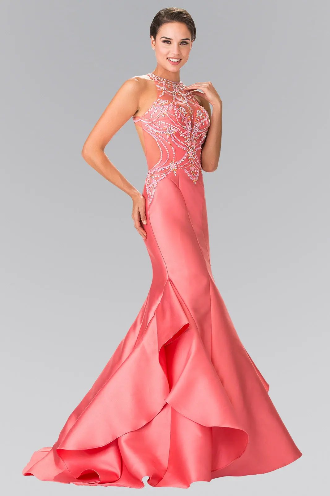 Beads Embellished Mermaid Long Dress with Cut-Out Back by Tux-USA