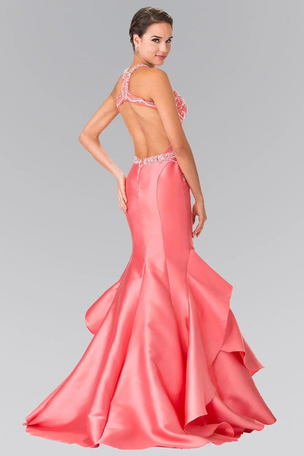 Beads Embellished Mermaid Long Dress with Cut-Out Back by Tux-USA