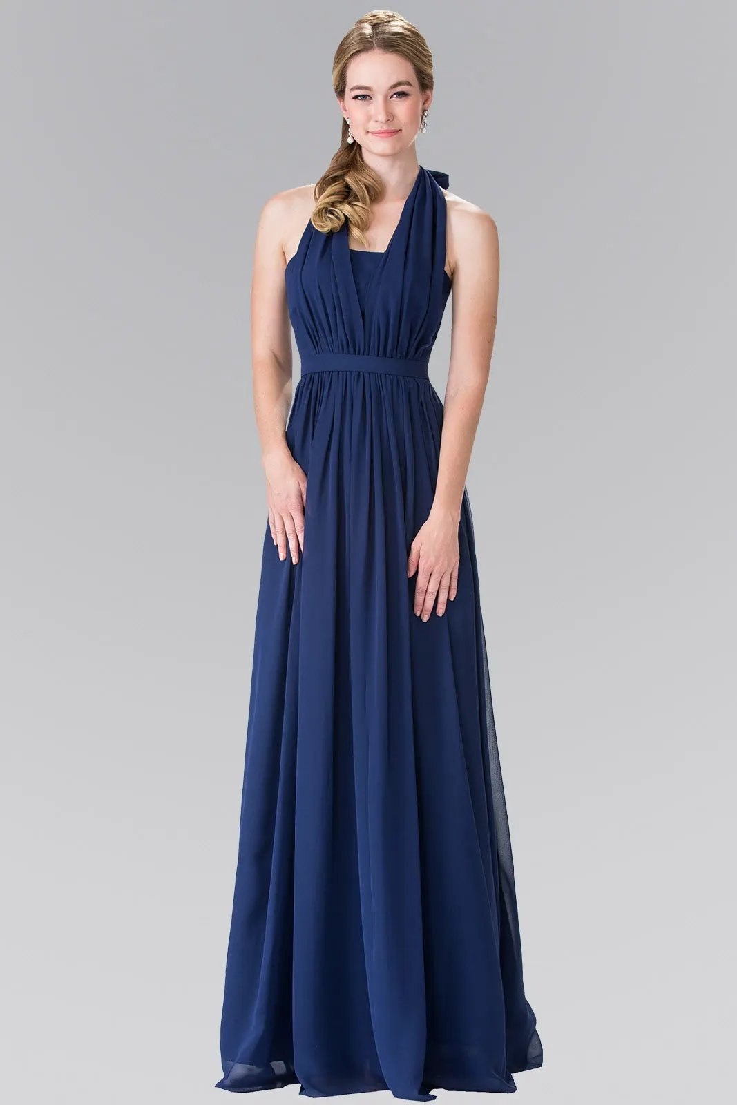 V-Neck Halter Chiffon Long Dress by Tux-USA