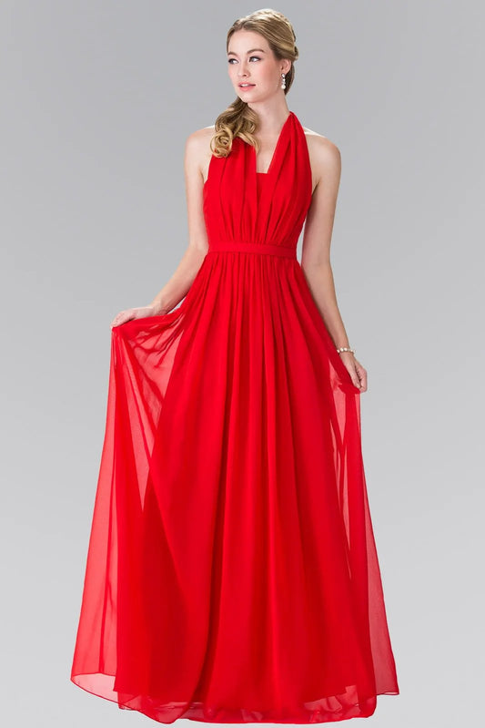 V-Neck Halter Chiffon Long Dress by Tux-USA