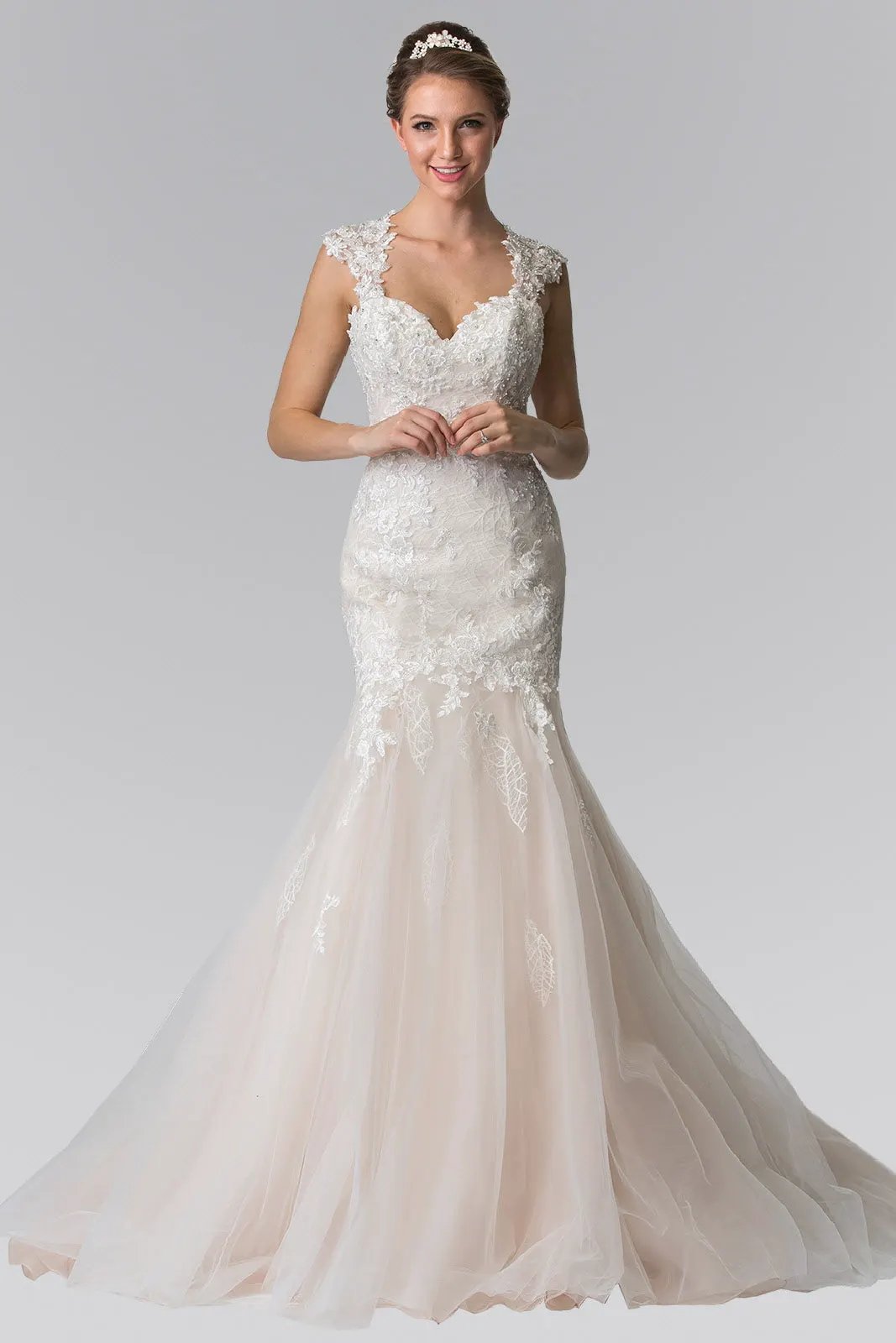 Lace Embellished Mermaid Style Wedding Dress by Tux-USA