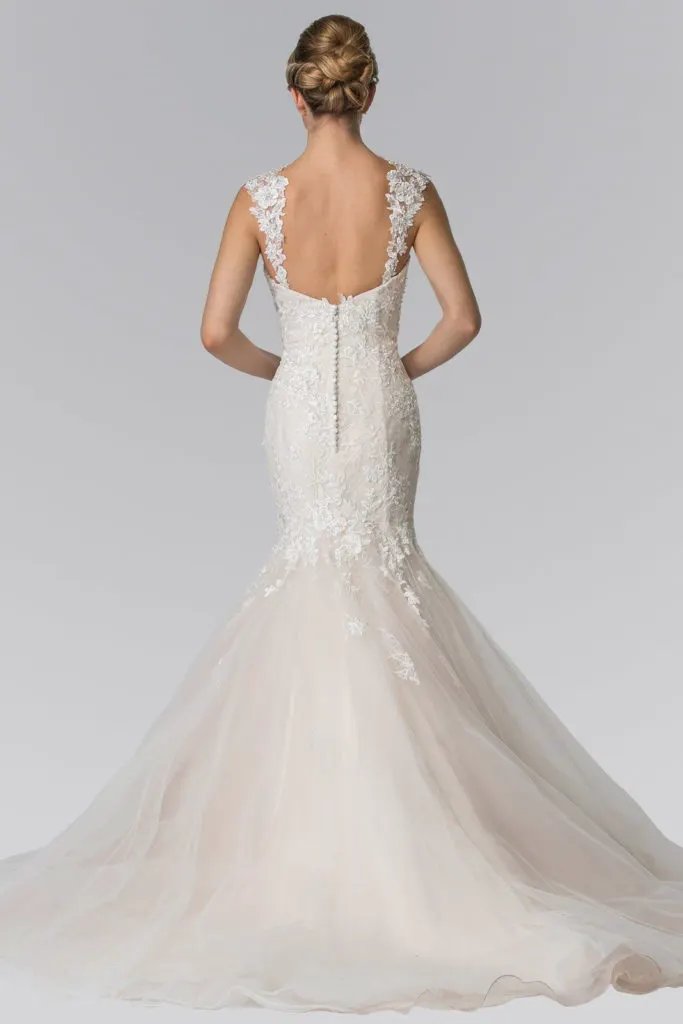 Lace Embellished Mermaid Style Wedding Dress by Tux-USA